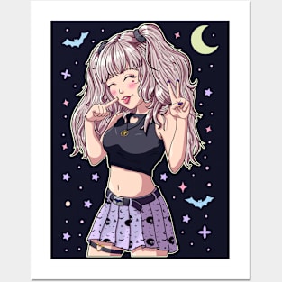 Cute Anime Girl White Hair Posters and Art